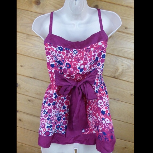 Odille Fuchsia Floral Silk Tunic Cami Ties Back 8 - Picture 6 of 10